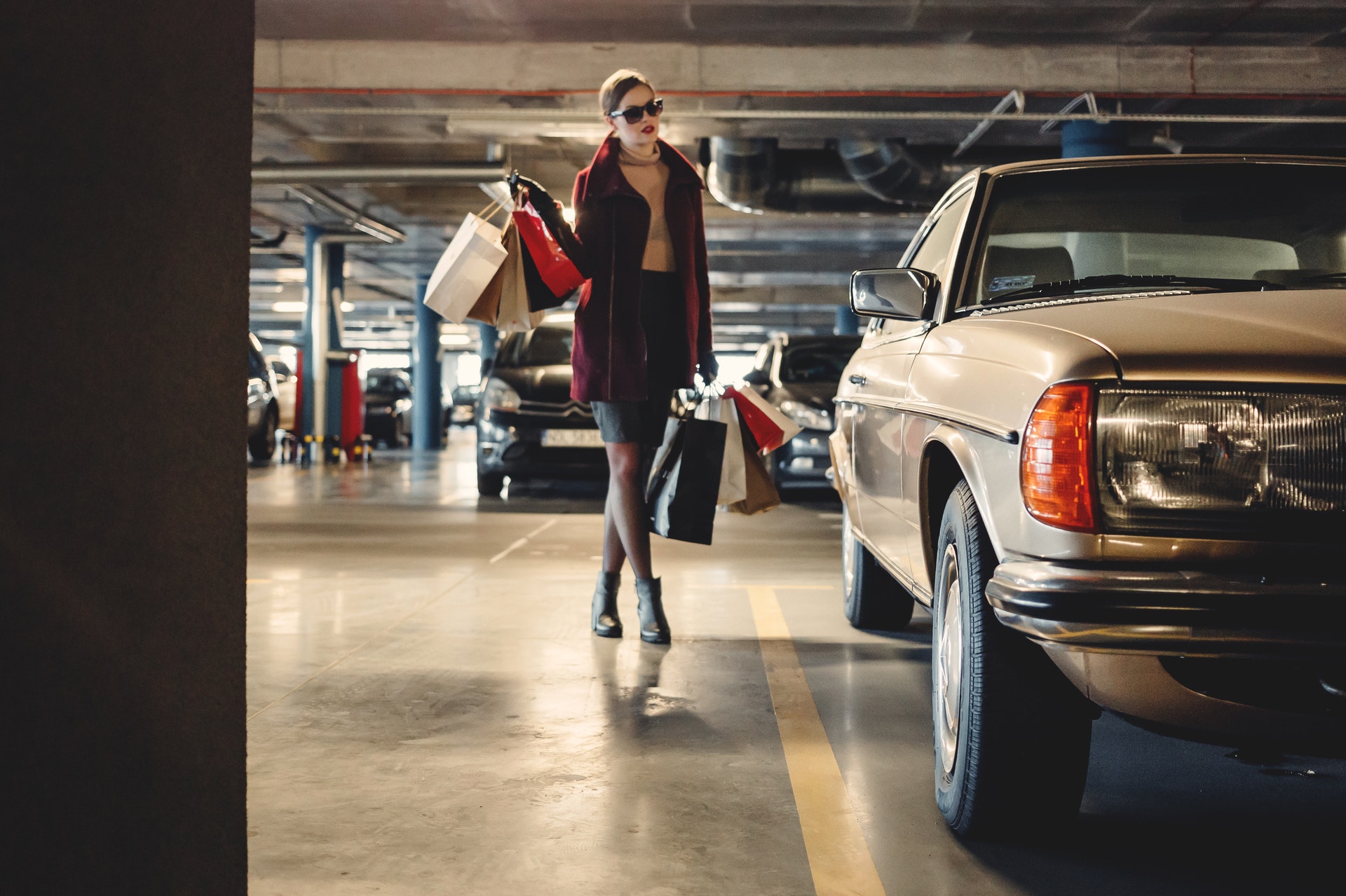car parking garage woman